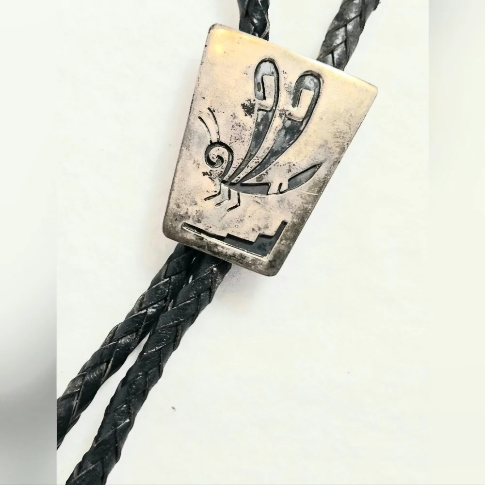 Vintage Native American Silver Roadrunner Bolo Tie